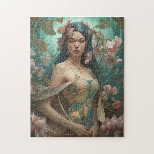 Portret Woman in Art Nouveau Jigzaag Puzzle Legpuzzel (Verticaal)