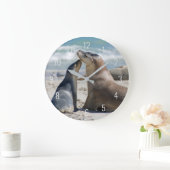 Portret zee Lion & Baby Pup Beach Close Up Grote Klok (Huis)