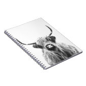 Portret zwarte en witte hoogland Cow Notitieboek (Rechterzijde)