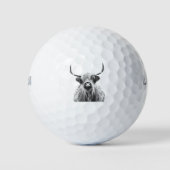 Portret zwarte en witte Koe Golfballen (Voorkant)