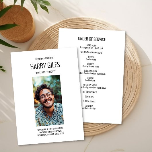 Portretfoto begrafenis Orde van Dienst Kaart