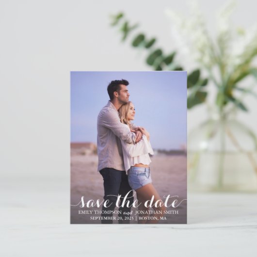 Portretfoto bruiloft Save the Date Briefkaart (Staand voorkant)