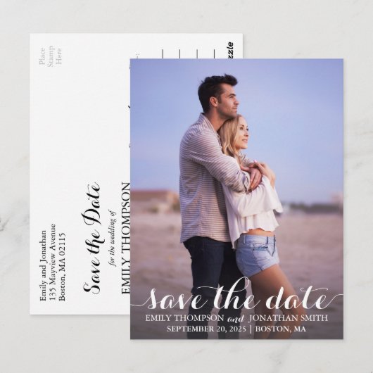 Portretfoto bruiloft Save the Date Briefkaart (Voorkant / Achterkant)