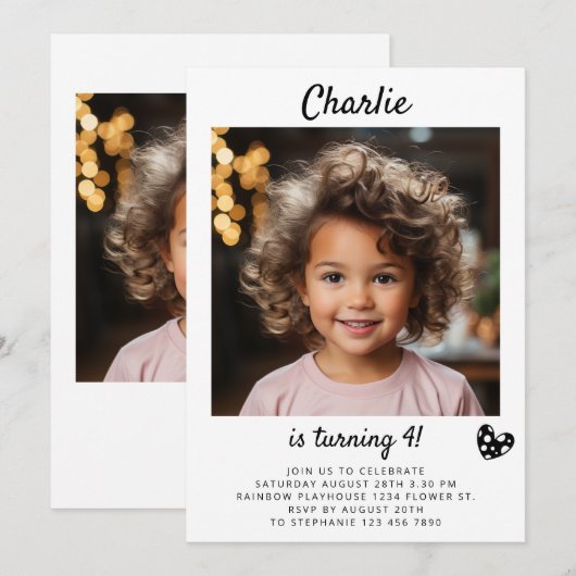 Portretfoto Kinder Afbeelding Eenvoudig script Ver Kaart (Voorkant / Achterkant)