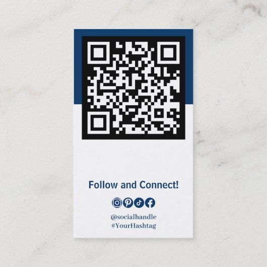 Portretfoto Sociaal Zwart, Blauw & Wit Visitekaartje (Achterkant)