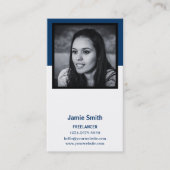 Portretfoto Sociaal Zwart, Blauw & Wit Visitekaartje (Voorkant)