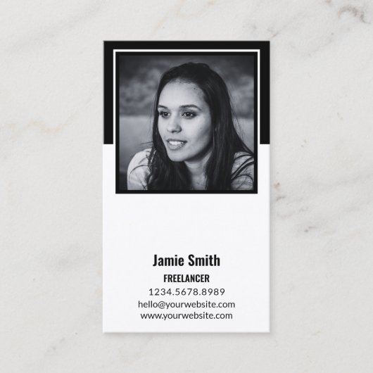 Portretfoto Sociaal Zwart & Wit Visitekaartje (Voorkant)