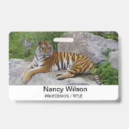 Portretfoto van een Siberische tijger Badge