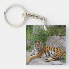 Portretfoto van een Siberische tijger Sleutelhanger