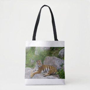 Portretfoto van een Siberische tijger Tote Bag