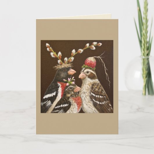 Portretkaart voor de Grosbeak-familie Kaart (Voorkant)