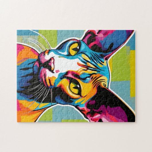 Portretkat Sphynx Pop Art Legpuzzel (Horizontaal)