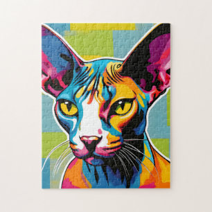 Portretkat Sphynx Pop Art Legpuzzel