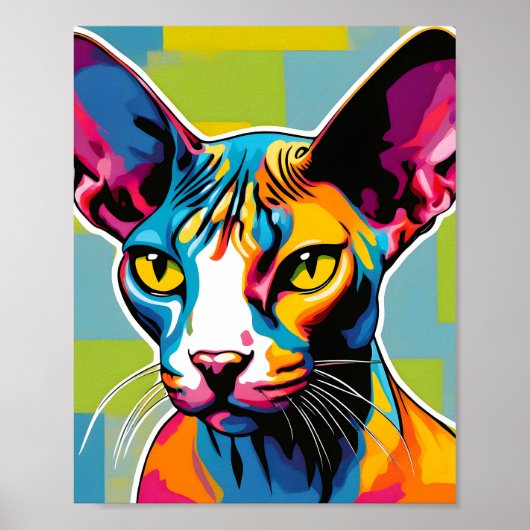 Portretkat Sphynx Pop Art Poster (Voorkant)