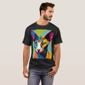 Portretkat Sphynx Pop Art T-shirt (Voorkant volledig)