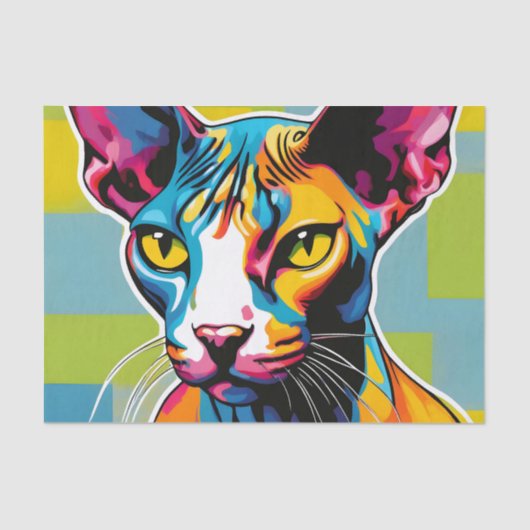 Portretkat Sphynx Pop Art Tissuepapier (Voorkant)