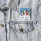 Portretknop Sneeuwse familie Vierkante Button 5,1 Cm (In situ)