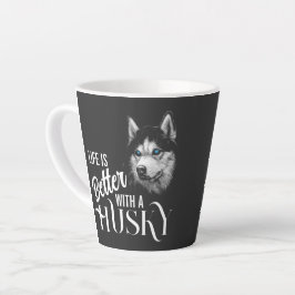 Portretkop Siberian Husky met blauwe ogen T-Shir Latte Mok