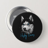 Portretkop Siberische Husky Met Blauwe Ogen Ronde Button 7,6 Cm (Voorkant /achterkant)