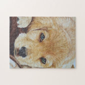 portretkunst van een schattige gouden hondenhond legpuzzel (Horizontaal)