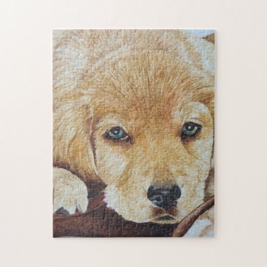 portretkunst van een schattige gouden hondenhond legpuzzel (Verticaal)