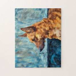 Portretpuzzel van de Belgische herder Legpuzzel