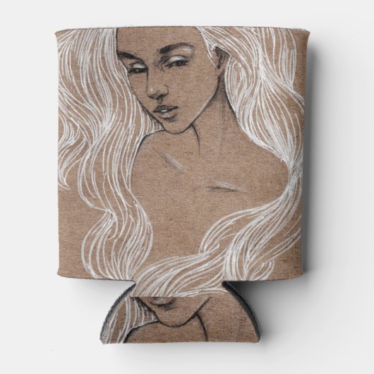 Portretschets: jonge meisjesillustratie blikjeskoeler (Voorkant)