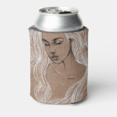 Portretschets: jonge meisjesillustratie blikjeskoeler (Blikje Achterkant)