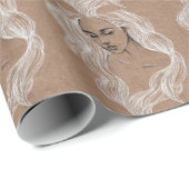 Portretschets: jonge meisjesillustratie cadeaupapier (Rol Hoek)