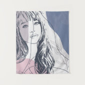 Portretschets, tropische planten, kleurrijke vorme wandkleed (Voorkant)