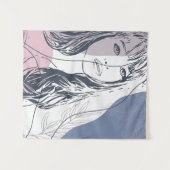 Portretschets, tropische planten, kleurrijke vorme wandkleed (Voorkant (horizontaal))