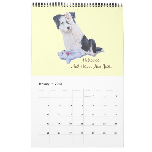 Portretschilderingen van schattige puppies en hond kalender (Jan 2026)