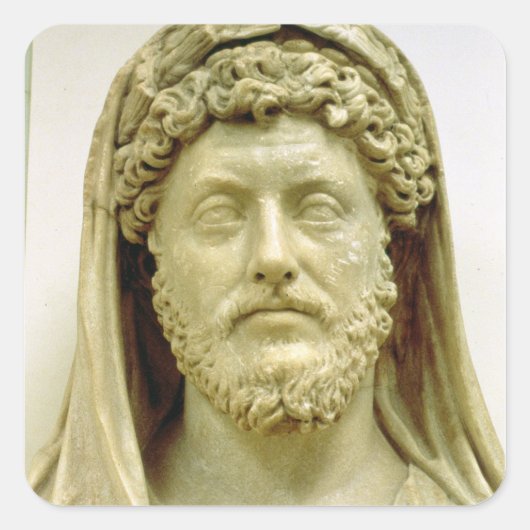 Portretstoet van Marcus Aurelius Vierkante Sticker (Voorkant)