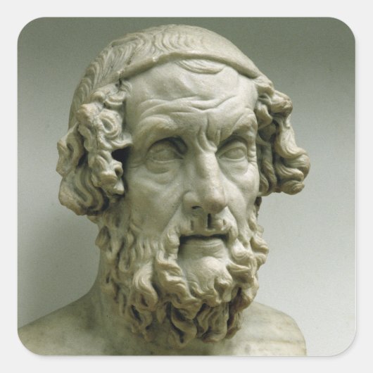 Portretstok van Homer Vierkante Sticker (Voorkant)
