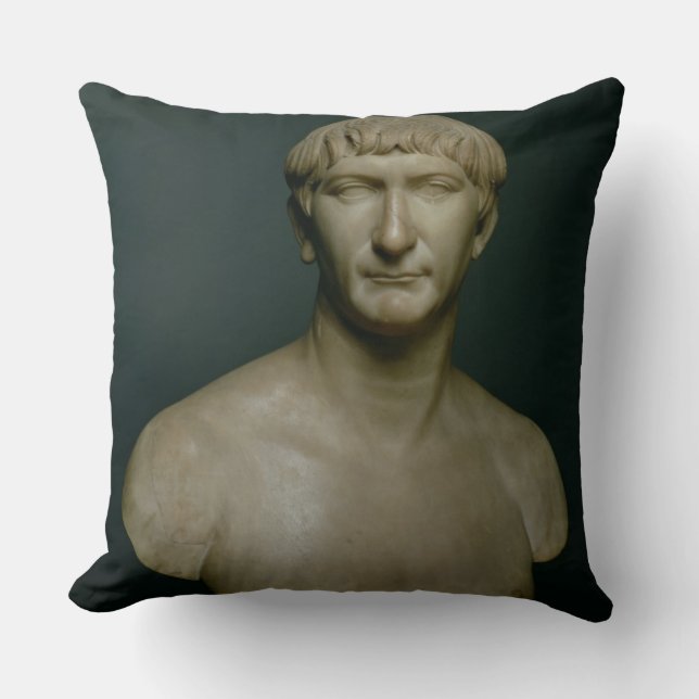 Portretstok van keperor Trajan (53-117 AD) 1st-2n Kussen (Voorkant)