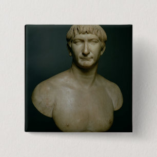 Portretstok van keperor Trajan (53-117 AD) 1st-2n Vierkante Button 5,1 Cm
