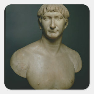 Portretstok van keperor Trajan (53-117 AD) 1st-2n Vierkante Sticker