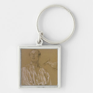 Portretstudie van een man in een wit shirt sleutelhanger