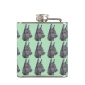 Portrettekening van zeer schattige ezel heupfles (Achterkant)