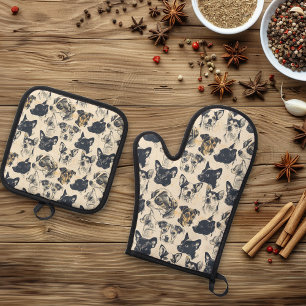  portretten ovenwant & pannenlap set