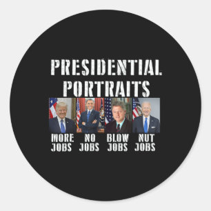 Portretten Trump Meer banen Obama Geen banen Strui Ronde Sticker