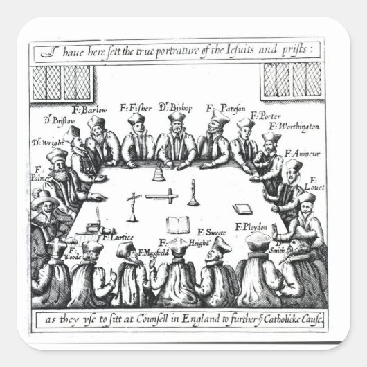 Portretten van de jezuïeten en priesters vierkante sticker (Voorkant)