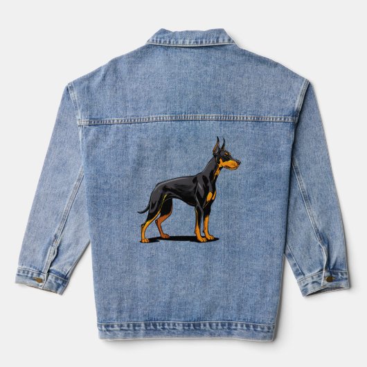 Portretten van een Dobermann kopshond vooraanzicht Denim Jacket (Achterkant)