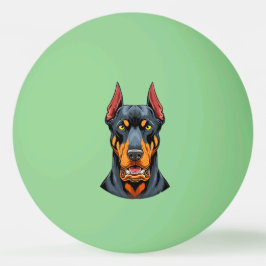 Portretten van een kop Dobermann-hond vooraanzicht Pingpongbal