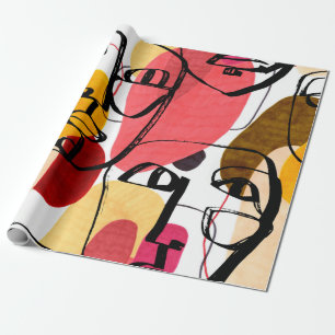 Portretten van een vrouw in moderne abstracte stij cadeaupapier