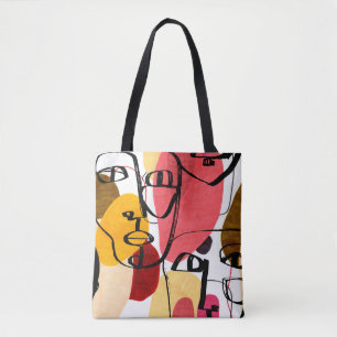 Portretten van een vrouw in moderne abstracte stij tote bag