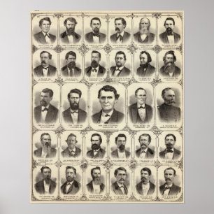Portretten van John C Hall en Prof JW Bradshaw Poster