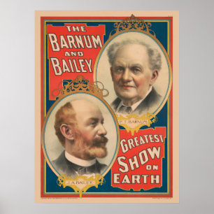 Portretten van P.T. Barnum en J.A. Bailey Poster