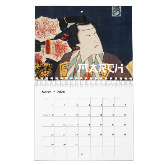Portretten van Toyohara Kunichika Classic Japanse  Kalender (Mar 2026)