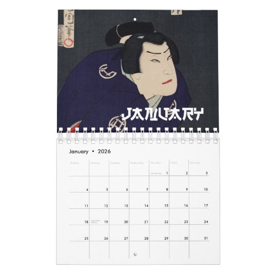 Portretten van Toyohara Kunichika Classic Japanse  Kalender (Jan 2026)